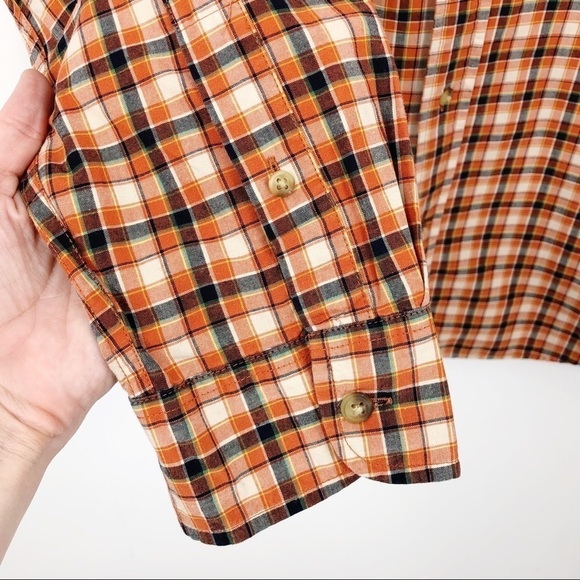 Chaps Men's Plaid Button Down Shirt Orange Size Large 100% Cotton Check Collared - Picture 11 of 15